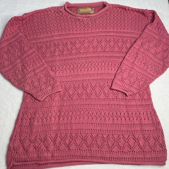 VNTG Tapestry By Linda Johnson One Size Mauve Pink Lacy Mock Neck Sweater Cozy - Picture 1 of 8